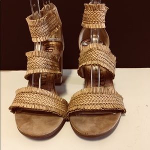 Sam & Libby Raffia Platforms 8.5 B Sandals Heels